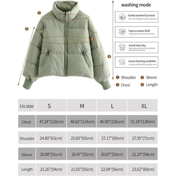 Women’s Winter Cropped Puffer Jacket – Short, Warm Quilted Coat - Picture 7 of 7